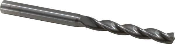 Kennametal - #1 130° Solid Carbide Jobber Drill - Bright Finish, Right Hand Cut, Spiral Flute, Straight Shank, 3.23" OAL, Standard Point - Industrial Tool & Supply