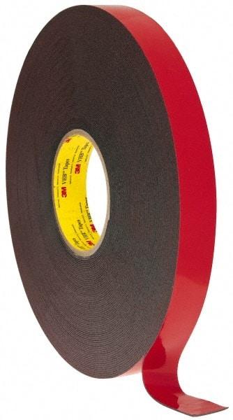 3M - 1" x 36 Yd Acrylic Adhesive Double Sided Tape - 45 mil Thick, Black, Acrylic Foam Liner, Continuous Roll, Series 5952 - Industrial Tool & Supply