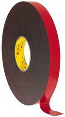 3M - 1" x 36 Yd Acrylic Adhesive Double Sided Tape - 45 mil Thick, Black, Acrylic Foam Liner, Continuous Roll, Series 5952 - Industrial Tool & Supply