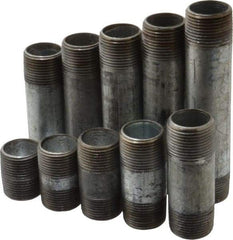 B&K Mueller - 60 Piece, 1" Pipe, Galvanized Pipe Nipple Set - Schedule 40, (6) Close, (6) 2, (6) 2-1/2, (6) 3, (6) 3-1/2, (6) 4, (6) 4-1/2, (6) 5, (6) 5-1/2, (6) 6 - Industrial Tool & Supply