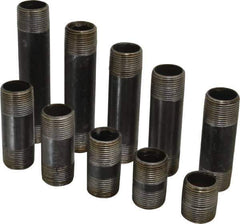 B&K Mueller - 60 Piece, 1" Pipe, Black Finished Steel Pipe Nipple Set - Schedule 40, (6) Close, (6) 2, (6) 2-1/2, (6) 3, (6) 3-1/2, (6) 4, (6) 4-1/2, (6) 5, (6) 5-1/2, (6) 6 - Industrial Tool & Supply