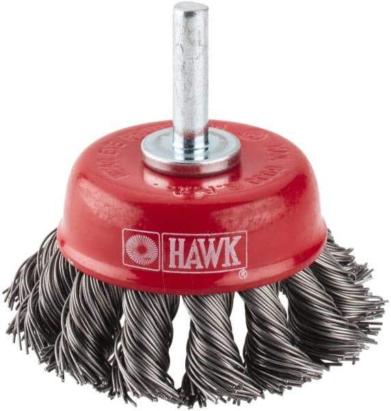 Value Collection - 2-3/8" Diam, 1/4" Shank Diam, Steel Fill Cup Brush - 0.012 Wire Diam, 6,000 Max RPM - Industrial Tool & Supply