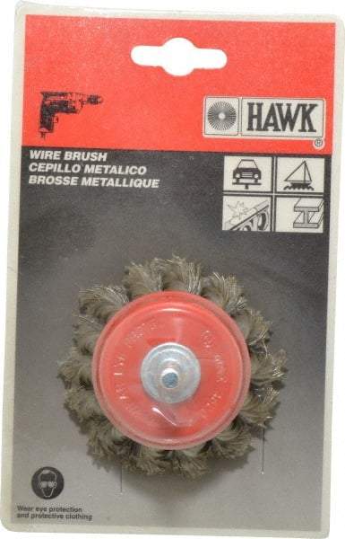Value Collection - 2-3/8" Diam, 1/4" Shank Diam, Steel Fill Cup Brush - 0.008 Wire Diam, 6,000 Max RPM - Industrial Tool & Supply