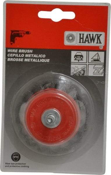 Value Collection - 2-3/4" Diam, 1/4" Shank Diam, Steel Fill Cup Brush - 0.012 Wire Diam, 6,000 Max RPM - Industrial Tool & Supply