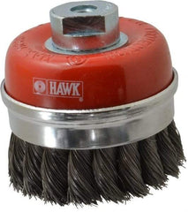 Value Collection - 3" Diam, M10x1.25 Threaded Arbor, Steel Fill Cup Brush - 0.0137 Wire Diam, 11,000 Max RPM - Industrial Tool & Supply