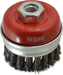 Value Collection - 3" Diam, 5/8-11 Threaded Arbor, Steel Fill Cup Brush - 0.0137 Wire Diam, 11,000 Max RPM - Industrial Tool & Supply