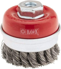 Value Collection - 3" Diam, M10x1.25 Threaded Arbor, Steel Fill Cup Brush - 0.02 Wire Diam, 11,000 Max RPM - Industrial Tool & Supply