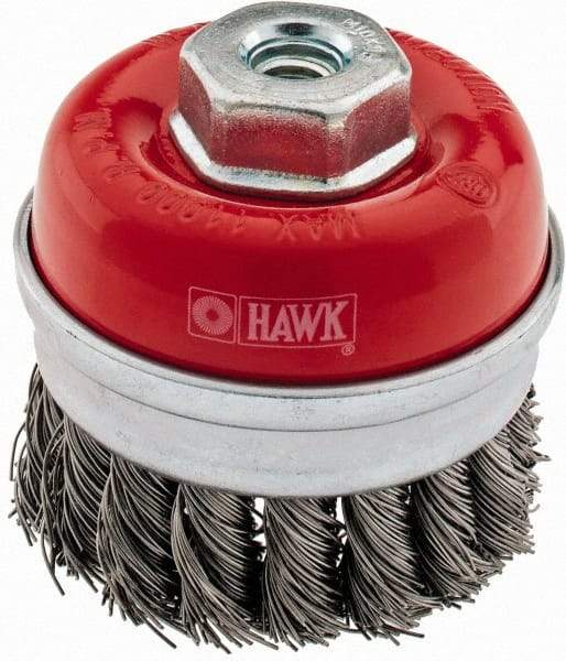 Value Collection - 3" Diam, M10x1.50 Threaded Arbor, Steel Fill Cup Brush - 0.02 Wire Diam, 11,000 Max RPM - Industrial Tool & Supply