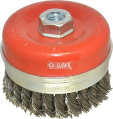 Value Collection - 4" Diam, 5/8-11 Threaded Arbor, Steel Fill Cup Brush - 0.0314 Wire Diam, 8,500 Max RPM - Industrial Tool & Supply