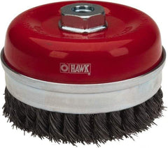 Value Collection - 5" Diam, 5/8-11 Threaded Arbor, Steel Fill Cup Brush - 0.02 Wire Diam, 6,500 Max RPM - Industrial Tool & Supply
