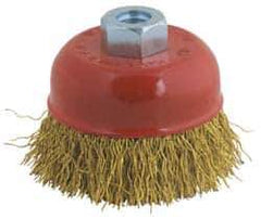 Value Collection - 3" Diam, 1/4" Shank Diam, Steel Fill Cup Brush - 0.015 Wire Diam, 6,000 Max RPM - Industrial Tool & Supply