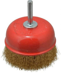 Value Collection - 3" Diam, 1/4" Shank Diam, Steel Fill Cup Brush - 0.008 Wire Diam, 6,000 Max RPM - Industrial Tool & Supply