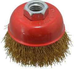 Value Collection - 3" Diam, 5/8-11 Threaded Arbor, Steel Fill Cup Brush - 0.015 Wire Diam, 12,500 Max RPM - Industrial Tool & Supply
