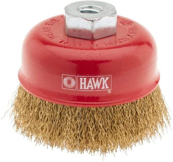 Value Collection - 3" Diam, M10x1.50 Threaded Arbor, Steel Fill Cup Brush - 0.008 Wire Diam, 12,500 Max RPM - Industrial Tool & Supply
