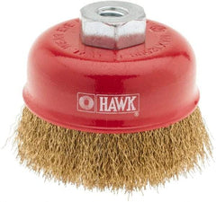 Value Collection - 3" Diam, M10x1.50 Threaded Arbor, Steel Fill Cup Brush - 0.008 Wire Diam, 12,500 Max RPM - Industrial Tool & Supply