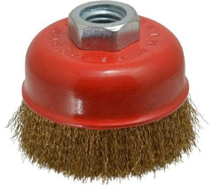 Value Collection - 3" Diam, 5/8-11 Threaded Arbor, Steel Fill Cup Brush - 0.008 Wire Diam, 12,500 Max RPM - Industrial Tool & Supply