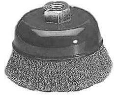 Value Collection - 3" Diam, 5/8-11 Threaded Arbor, Steel Fill Cup Brush - 0.012 Wire Diam, 12,500 Max RPM - Industrial Tool & Supply