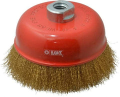 Value Collection - 5" Diam, 5/8-11 Threaded Arbor, Steel Fill Cup Brush - 0.008 Wire Diam, 6,500 Max RPM - Industrial Tool & Supply