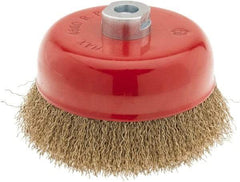 Value Collection - 6" Diam, M16x2.00 Threaded Arbor, Steel Fill Cup Brush - 0.015 Wire Diam, 4,500 Max RPM - Industrial Tool & Supply