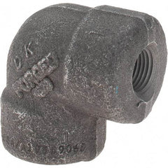 Made in USA - Size 1/8", Class 3,000, Forged Carbon Steel Black Pipe 90° Elbow - 3,000 psi, Threaded End Connection - Industrial Tool & Supply