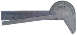 SPI - 4" Combination Square Set - 1/32 & 1/64" (English/Metric) Graduation, Stainless Steel Blade, Stainless Steel Center, Protractor & Square Head - Industrial Tool & Supply
