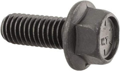 Value Collection - 3/8-16 UNC, 1" Length Under Head, Hex Drive Flange Bolt - 1" Thread Length, Grade 8 Alloy Steel, Smooth Flange, Phosphate & Oil Finish - Industrial Tool & Supply