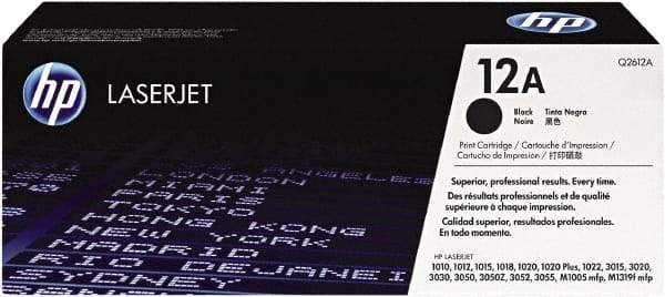 Hewlett-Packard - Black Toner Cartridge - Use with HP LaserJet 1012, 1018, 1020, 1022, 3015, 3020, 3030, 3050, 3052, 3055, M1319f MFP - Industrial Tool & Supply