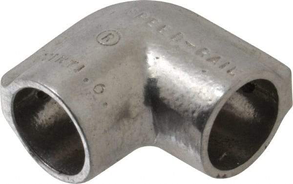 Hollaender - 3/4" Pipe, 90° Elbow, Aluminum Alloy Elbow Pipe Rail Fitting - Bright Finish - Industrial Tool & Supply
