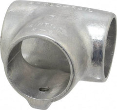Hollaender - 1-1/2" Pipe, 90° Three Socket Tee, Aluminum Alloy Tee Pipe Rail Fitting - Bright Finish - Industrial Tool & Supply