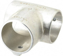 Hollaender - 2" Pipe, 90° Three Socket Tee, Aluminum Alloy Tee Pipe Rail Fitting - Bright Finish - Industrial Tool & Supply