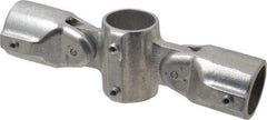 Hollaender - 1-1/4" Pipe, Adjustable Cross Assembly, Aluminum Alloy Cross Pipe Rail Fitting - Bright Finish - Industrial Tool & Supply