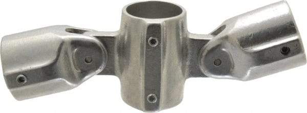Hollaender - 1-1/2" Pipe, Adjustable Cross Assembly, Aluminum Alloy Cross Pipe Rail Fitting - Bright Finish - Industrial Tool & Supply