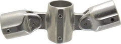 Hollaender - 1-1/2" Pipe, Adjustable Cross Assembly, Aluminum Alloy Cross Pipe Rail Fitting - Bright Finish - Industrial Tool & Supply