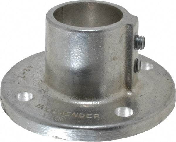 Hollaender - 1-1/4" Pipe, Base Flange, Aluminum Alloy Flange Pipe Rail Fitting - Bright Finish - Industrial Tool & Supply