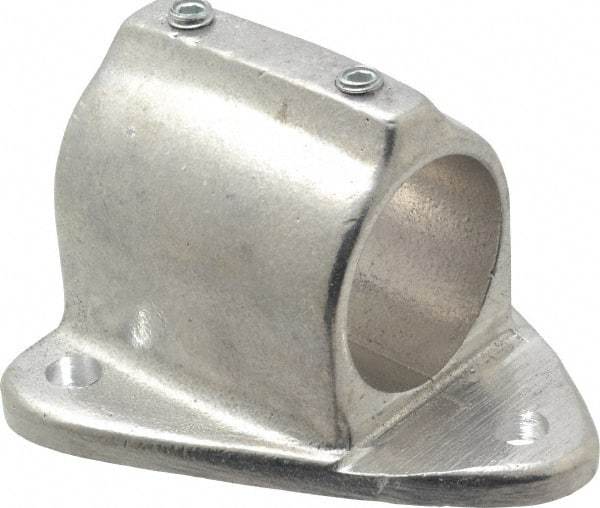 Hollaender - 1-1/2" Pipe, Wall Mount Flange, Aluminum Alloy Flange Pipe Rail Fitting - Bright Finish - Industrial Tool & Supply