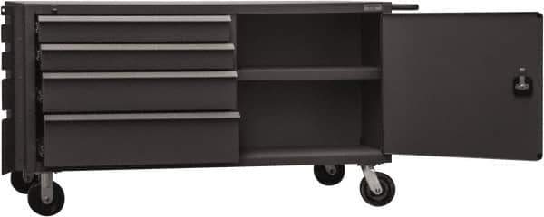 Durham - 4,000 Lb Capacity, 1 Shelf, 8 Drawer, 2 Door Mobile Cabinet - 60" Wide x 30" Deep x 34" High, Steel, Gray - Industrial Tool & Supply