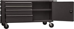 Durham - 4,000 Lb Capacity, 1 Shelf, 8 Drawer, 2 Door Mobile Cabinet - 60" Wide x 30" Deep x 34" High, Steel, Gray - Industrial Tool & Supply