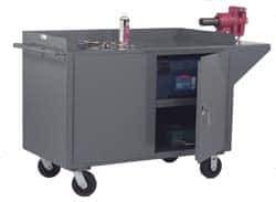 Durham - 2,000 Lb Capacity, 1 Shelf, 2 Door Mobile Cabinet - 60" Wide x 24" Deep x 38" High, Steel, Gray - Industrial Tool & Supply