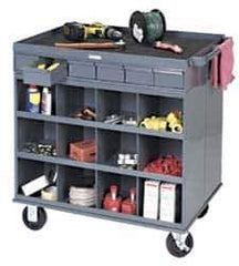 Durham - 1,000 Lb Capacity, 12 Drawer, 16 Bin, 2 Door Mobile Cabinet - 24" Wide x 24" Deep x 36" High, Steel, Gray - Industrial Tool & Supply
