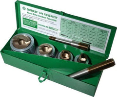 Greenlee - 7 Piece, 22.5 to 43.2mm Punch Hole Diam, Hydraulic Knockout Set - Round Punch, 10 Gage Mild Steel - Industrial Tool & Supply