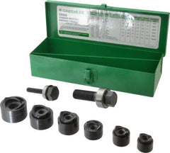 Greenlee - 15 Piece, 3/4 to 1-1/2" Punch Hole Diam, Manual Standard Punch Kit - Round Punch, 16 Gage Mild Steel - Industrial Tool & Supply