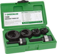 Greenlee - 11 Piece, 1/2 to 1-1/4" Punch Hole Diam, Manual Knockout Set - Round Punch, 10 Gage Mild Steel - Industrial Tool & Supply