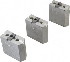 Abbott Workholding Products - 6" & Up Chuck Capacity, Tongue & Groove Attachment, Square Soft Lathe Chuck Jaw - 3 Jaws, Aluminum, 1-1/2" Btw Mount Hole Ctrs, 3" Long x 1-1/4" Wide x 3" High, 5/16" Groove, 3/8" Fastener - Industrial Tool & Supply