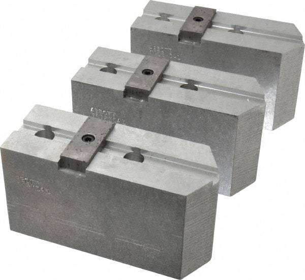 Abbott Workholding Products - 12" & Up Chuck Capacity, Tongue & Groove Attachment, Square Soft Lathe Chuck Jaw - 3 Jaws, Aluminum, 2-1/2" Btw Mount Hole Ctrs, 5-1/2" Long x 2" Wide x 3" High, 1/2" Groove, 1/2" Fastener - Industrial Tool & Supply