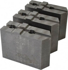 Abbott Workholding Products - 8" & Up Chuck Capacity, Tongue & Groove Attachment, Square Soft Lathe Chuck Jaw - 3 Jaws, Steel, 1-3/4" Btw Mount Hole Ctrs, 4" Long x 1-1/2" Wide x 3" High, 5/16" Groove, 1/2" Fastener - Industrial Tool & Supply