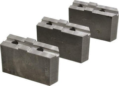 Abbott Workholding Products - 10" & Up Chuck Capacity, Tongue & Groove Attachment, Square Soft Lathe Chuck Jaw - 3 Jaws, Steel, 2-1/8" Btw Mount Hole Ctrs, 4-1/2" Long x 1-1/2" Wide x 3" High, 1/2" Groove, 1/2" Fastener - Industrial Tool & Supply