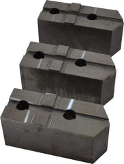 Abbott Workholding Products - 15 to 18" Chuck Capacity, Tongue & Groove Attachment, Square Soft Lathe Chuck Jaw - 3 Jaws, Steel, 3" Btw Mount Hole Ctrs, 6-1/2" Long x 2-1/2" Wide x 3" High, 1/2" Groove, 3/4" Fastener - Industrial Tool & Supply