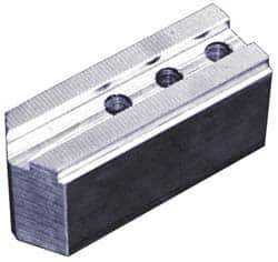 Abbott Workholding Products - 10" & Up Chuck Capacity, 1/16" x 90 Serrated Attachment, Square Soft Lathe Chuck Jaw - 3 Jaws, Steel, 7/8" Btw Mount Hole Ctrs, 4-1/2" Long x 1-1/2" Wide x 2" High, 0.551" Groove, 3/8" Fastener - Industrial Tool & Supply