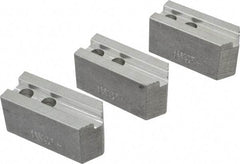 Abbott Workholding Products - 6" & Up Chuck Capacity, 1.5mm x 60° Serrated Attachment, Square Soft Lathe Chuck Jaw - 3 Jaws, Aluminum, 0.7874" Btw Mount Hole Ctrs, 3" Long x 1-1/4" Wide x 1-1/2" High, 0.4724" Groove, 0.3937" & 10mm Fastener - Industrial Tool & Supply