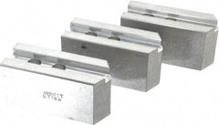 Abbott Workholding Products - 8" & Up Chuck Capacity, 1.5mm x 60° Serrated Attachment, Square Soft Lathe Chuck Jaw - 3 Jaws, Aluminum, 63/64" Btw Mount Hole Ctrs, 4" Long x 1-1/2" Wide x 2" High, 0.5512" Groove, 0.4724" & 12mm Fastener - Industrial Tool & Supply